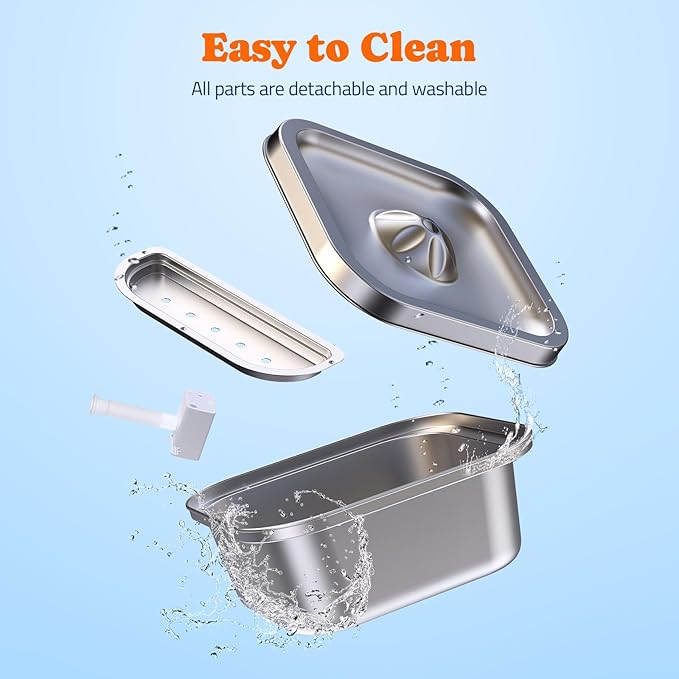 Cat Water Fountain Stainless Steel: 4L/140oz Pet Fountain Water Bowl Indoor, Automatic Dog Drinking Dispenser, Cat Feeding Watering Supplies, Metal Kitty Waterer Fountain, 1 Replacement Filters