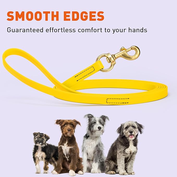 Viper Biothane K9 Working Dog Leash Waterproof Lead for Tracking Training Schutzhund Odor-Proof Long Line with Solid Brass Snap for Puppy Medium and Large Dogs, 20ft Lemon Yellow