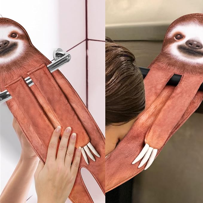 AGRIMONY Sloth Funny Hand Towels for Bathroom Kitchen - Sloth Gifts for Women Men Teens Kids-Easter Mothers Fathers Valentines Housewarming Unique Christmas BirthdayGifts for Animals Lovers