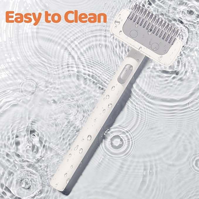 Furgo Cat Brush for Long Haired Cats, Pet Grooming Brush for Matted Fur & Loose Hair, One-Click Hair Removal, Skin-Friendly, Deshedding & Dematting Comb for Cats & Small Dogs