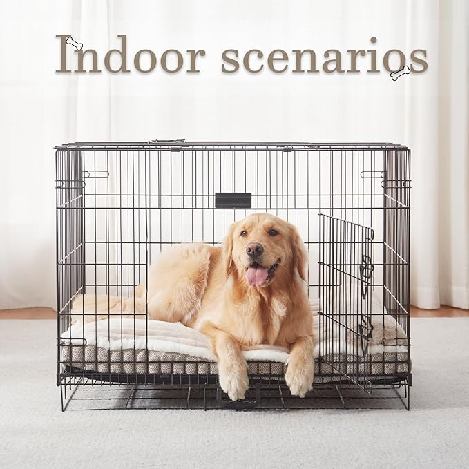 Dog Bed for Large Dogs, Dog Mattress with Pillow for Crate Kennel, Sofa pet Bed, Super Soft pet Bed for Medium, Jumbo, Small Dogs Breeds (Beige, Medium:(30?쓝20 x3