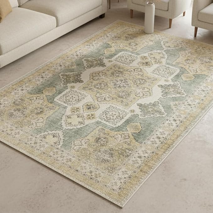 Muddy Mat짰 Monarch 5ft x 7ft Washable Area Rugs for Living Room, Bedroom & Dining Room ??Modern Soft Low Pile Non Slip Carpet ??Pet Friendly Waterproof Foldable Rugs for Home