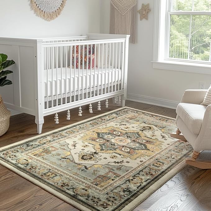 Muddy Mat짰 Floral Multicolor 3x5 Boho Area Rug ??Washable Area Rugs for Living Room, Bedroom & Dining Room ??Modern Soft Low Pile Non Slip Carpet ??Pet Friendly Waterproof Foldable Rugs for Home