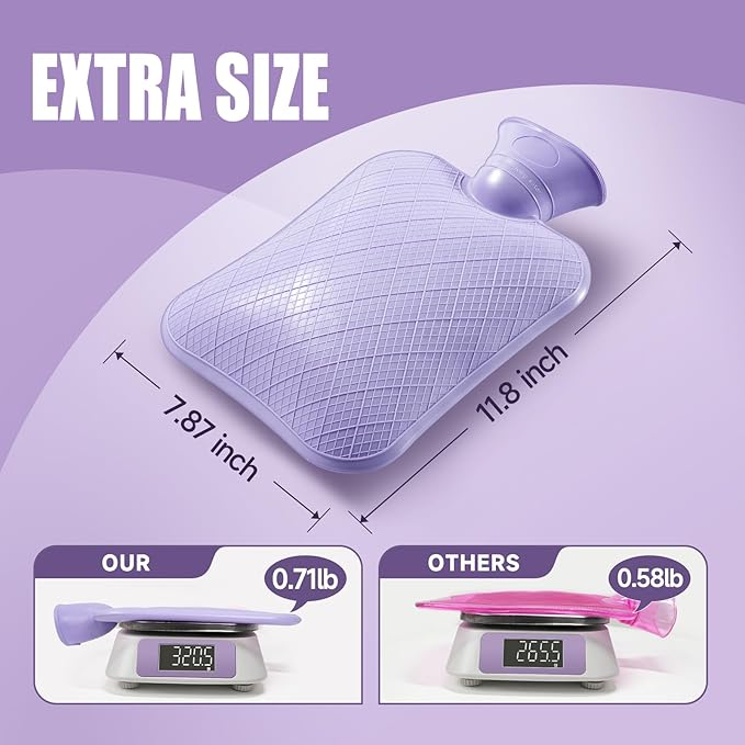 FORICOM Extra Large Hot Water Bottles for Pain Relief.2packs,2L Hot Water Bag for Back Pain, Heating Pad 2Liter, Hot and Cold Therapy.Bpa Free.
