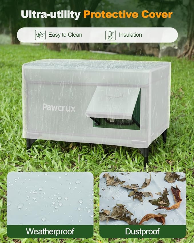 Weatherproof Heated Cat House for Outdoor in Winter, Heated Cat Bed Kitty Shelter with Cat Heating Pad, Insulated & Safe Escape Door, Warm House for Outside Stray Cat(Green, 12.6"x16.5"x16.9")