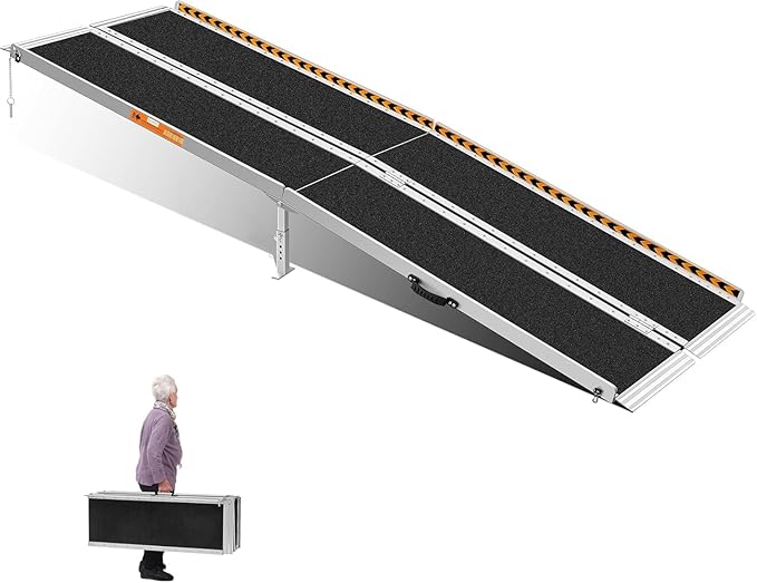 Portable Wheelchair Ramp 8FT with Support Legs, Anti-Slip Aluminum Wheelchair Ramps for Home Steps, Threshold & Doorways, Durable Handicap Ramp for Wheelchairs & Scooters 96" L x 29.2" W