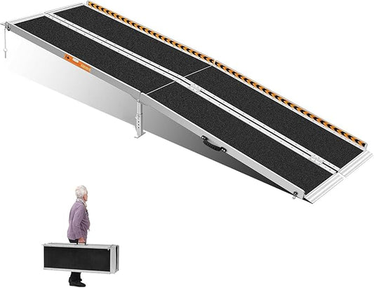 Portable Wheelchair Ramp 8FT with Support Legs, Anti-Slip Aluminum Wheelchair Ramps for Home Steps, Threshold & Doorways, Durable Handicap Ramp for Wheelchairs & Scooters 96" L x 29.2" W