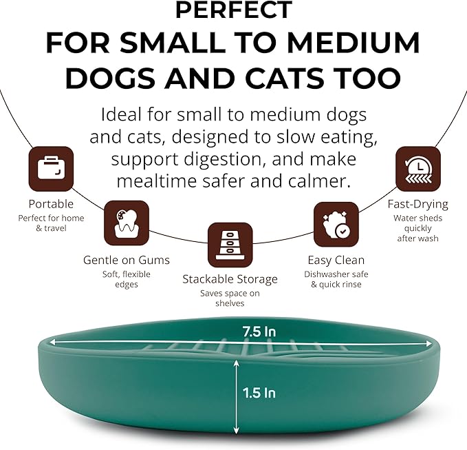 Slow Feeder Dog Bowls, Dishwasher Safe, Non-Slip Base, BPA-Free Slow Eating Dog Bowl (Sage, 1-Pack)