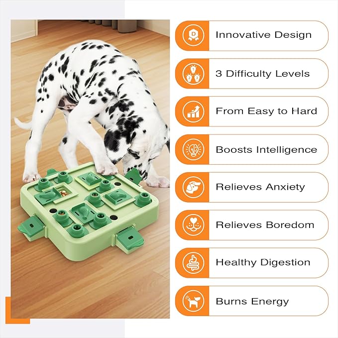 KADTC Dog Chess Puzzle Toy, Large Size, U.S. Brand & Design, 3 Levels of Step-by-Step Challenge for Smart Dogs Interactive Boredom Buster Mental Stimulation Enrichment Toys Puppy Treat Brain Puzzles