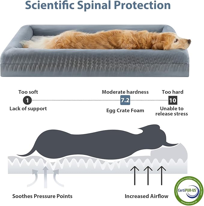 WNPETHOME XL Extra Large Dog Bed, Washable Dog Couch with Removable Waterproof Cover, Orthopedic Large Pet Sofa Bed with Bolster Sides for Sleeping