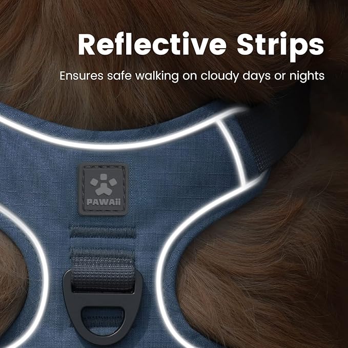 Pawaii No Pull Dog Harness with Pet ID Tag,Reflective Strips No Choke Front O Ring Breathable Mesh Adjustable Soft Padded Pet Vest with Easy Control Handle for Small Dogs