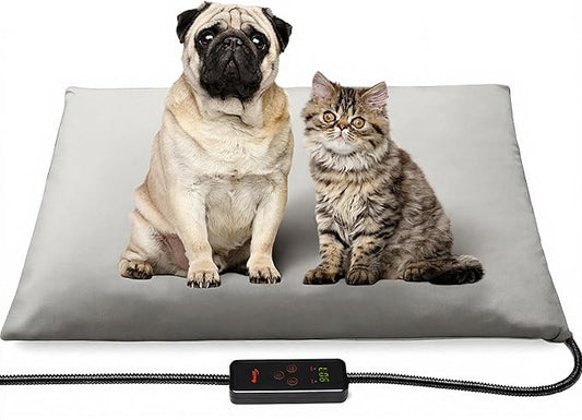Toozey Medium Pet Heating Pad, 28x20 in, 6 Temp Settings, Timer, Waterproof, Chew-Resistant Cord, for Dogs and Cats