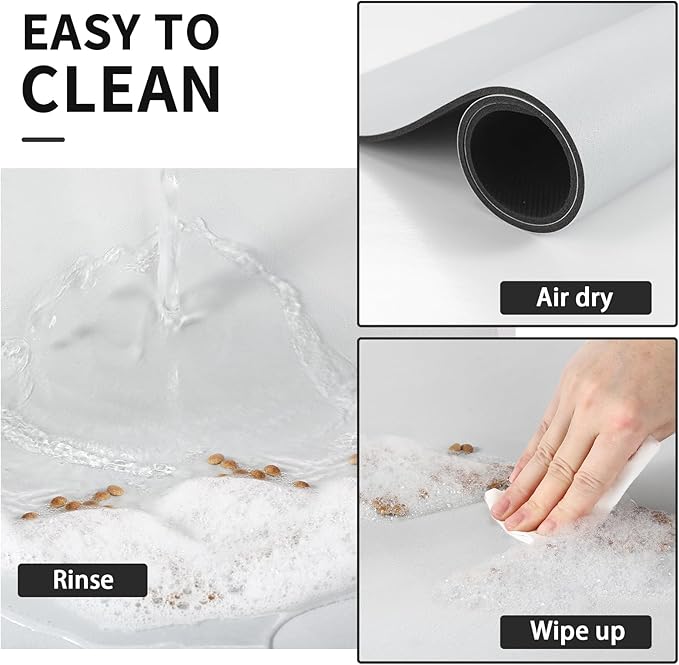 Dog Food Mat - Absorbent Cat Mat for Food and Water, No Stains Pet Feeding Bowl Mat, Easy to Clean Pet Placemats, Quick Dry Dog Water Dispenser Mat for Messy Drinkers | Light Grey 24"x36"