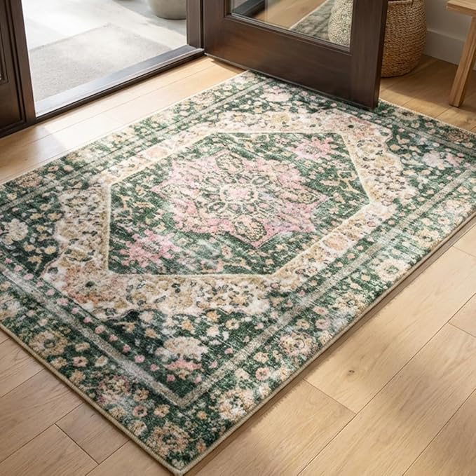 Muddy Mat짰 Eden 2ft x 3ft Washable Area Rugs for Living Room, Bedroom & Dining Room ??Modern Soft Low Pile Non Slip Carpet ??Pet Friendly Waterproof Foldable Rugs for Home