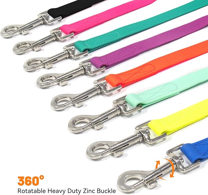 Waterproof Dog Leash, 5/6 FT Durable Odor-Proof Dog Leashes with Strong Metal Hooks Fits Small Medium or Large Dogs (Orange, 5FT - 3/4 inch Width)