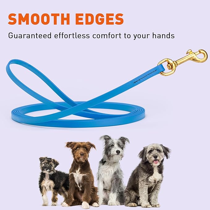 Viper Biothane K9 Working Dog Leash Waterproof Lead for Tracking Training Schutzhund Odor-Proof Long Line with Solid Brass Snap for Puppy Medium and Large Dogs, 33ft Cerulean Blue