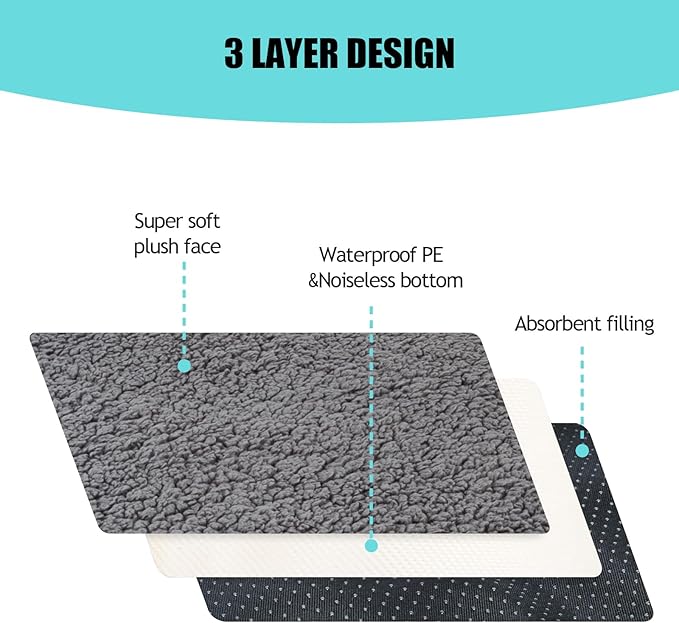 Dog Bed Covers, Waterproof, Soft Plush Replacement Washable Pet Bed Cover, Rectangular, Grey, XL, 44L x 32W x 6H inch, Multi-layered Construction with Plush Top, Filling, and Waterproof Layer