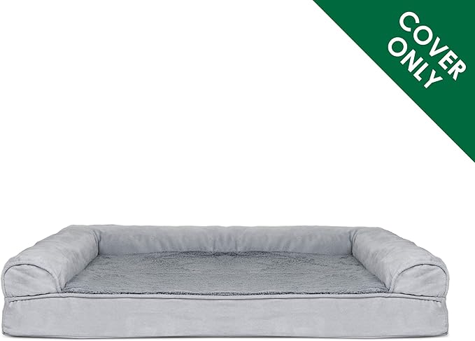 Furhaven Replacement Dog Bed Cover Plush & Suede Sofa-Style, Machine Washable - Gray, Jumbo (X-Large)