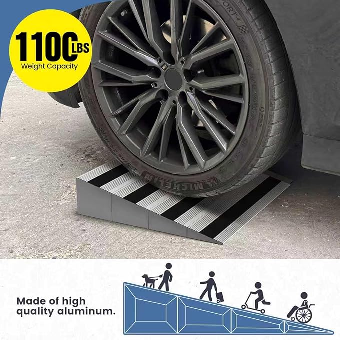5" Rise Modular Threshold Ramp for Doorways, Stable Wheelchair Ramp for Home Steps, Aluminum Door Ramp and Curb Ramp for Scooters, Power Chairs, Cars, 1100LBS Load Capacity