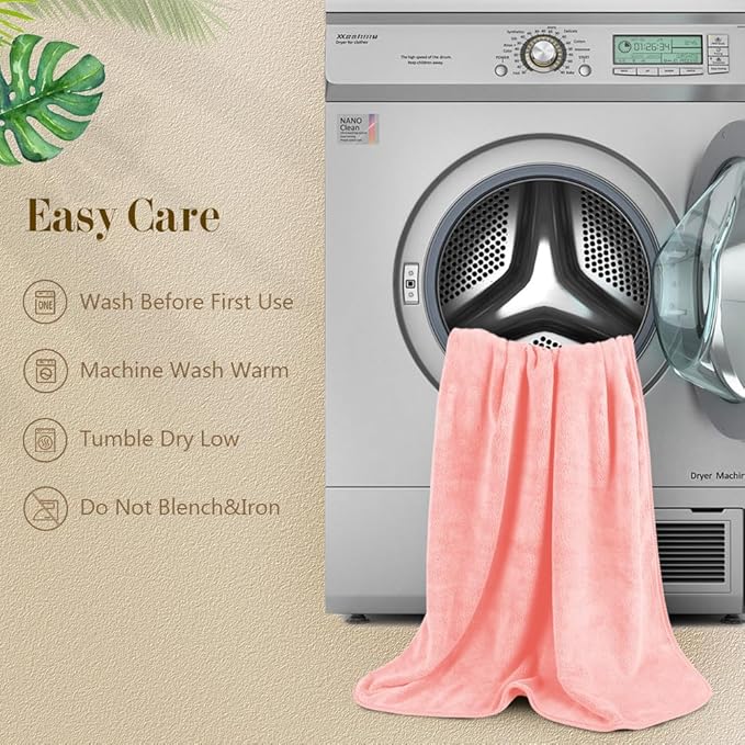Orighty Microfiber Bath Towels Pack of 4(27'' x 54'') - Soft Feel, Highly Absorbent, Quick Drying for Body, Sport, Yoga, SPA, Fitness - Pink