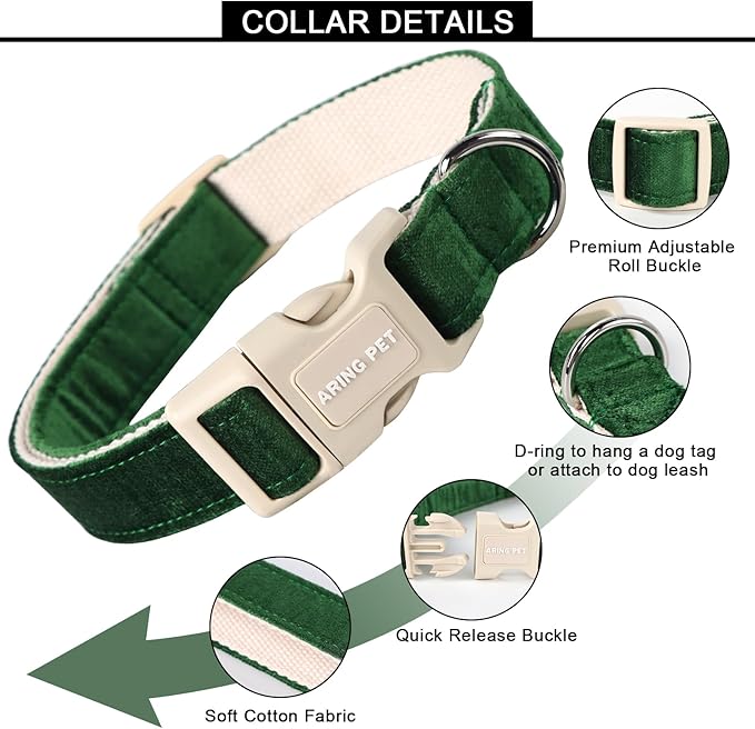 ARING PET Dog Collar-Cute Cotton Puppy Collar for Small Dogs, Adjustable Lightweight Pet Collars with Quick Release Buckle for Small Medium Large Dog