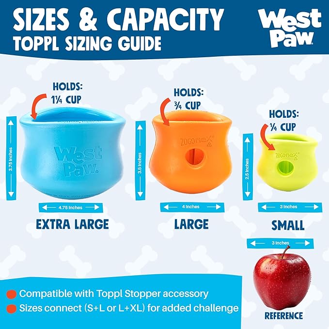 WEST PAW Zogoflex Toppl Interactive Treat Dispensing Puzzle Dog Toy for Mental Stimulation & Enrichment-Holds Kibble & Treats-Lickable, Freezable & Dishwasher Safe-Made in USA-XL-Clover Green