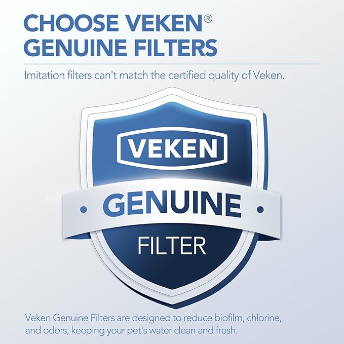 Veken Cat Water Fountain Filters, 8 Pack Replacement Filters & 8 Pack Replacement Pre-Filter Sponges Set for 50oz, 84oz, 95oz or 108oz Automatic Pet Fountain Dog Water Dispenser