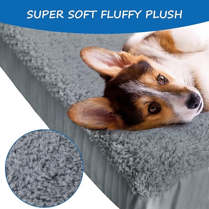 Dog Bed Covers Replacement Washable, 41 x 29 inch(Cover Only), Waterproof Dog Bed Covers Soft Puppy Pet Bed Cover, Grey