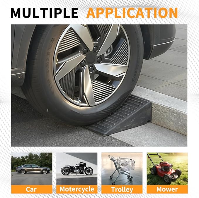 3.5" Rise 2pack Rubber Curb Ramps for Wheelchair Threshold Driveway Doorway Shed, Truck Car Motorcycle Bike Cart Lawn Mowers Angled Step Entry in Ramp, 7000lbs Heavy Duty Powersports Loading Ramp