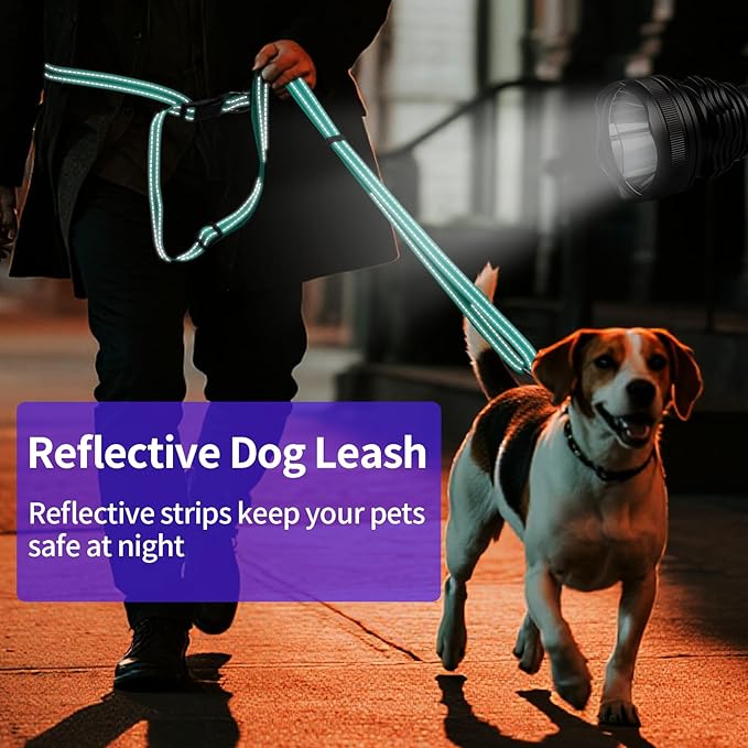 Kazazoo Hands-Free Dog Leash Adjustable Length 5-8 Ft, Waist for Dog Walking, Running for Small &Medium Dogs with Reflective Strips, Ballistic Nylon, Waist Belt, Lightweight Green