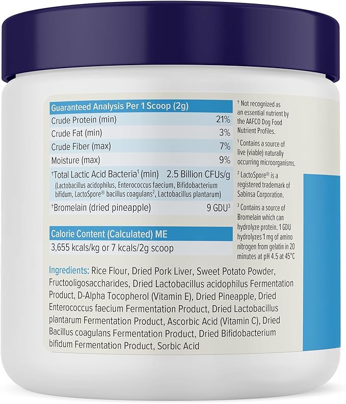 Vetnique Glandex Daily Probiotics for Dogs with Prebiotics to Support Gut Health with Fiber and Digestive Enzymes, Probiotic Chews or Powders (4.25oz Powder, Pork Powder)