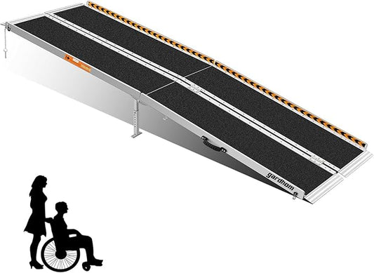 gardhom Portable Wheelchair Ramp 8FT, Anti-Slip Aluminum Handicap Ramp Wheelchair Ramps for Home Steps Entrance Threshold Doorways Stairs Curbs Scooter