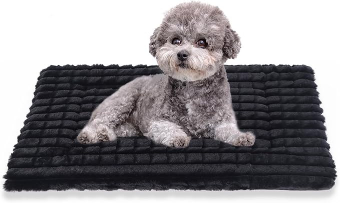 BVAGSS Dog Bed Washable Crate Mattress,Anti-Slip Memory Foam Soft Warm Pet Cushion for Small Medium Dogs, Calming Fluffy Sleeping Kennel Pad XH082 (39''x28'',Black)