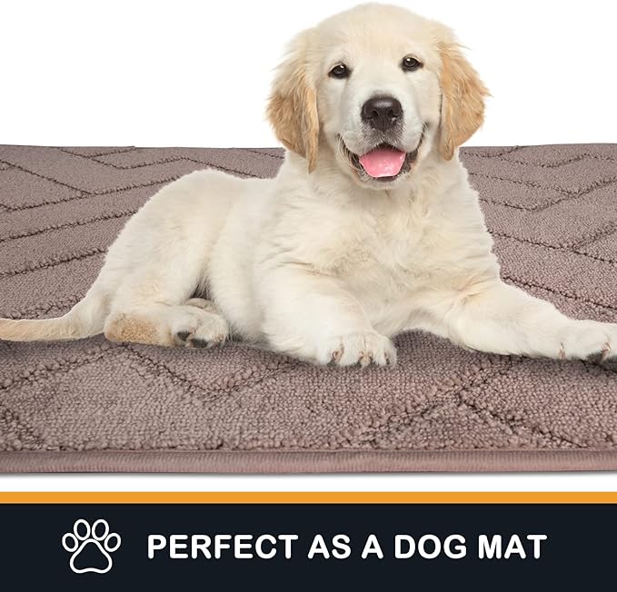 PURRUGS Dirt Trapping Door Mat 48" x 48", Non-Slip Machine Washable Entry Rug, Dog Doormat, Indoor Front Door Mat, Super Absorbent Entryway Rug for Muddy Shoes & Paws, Grayish Brown