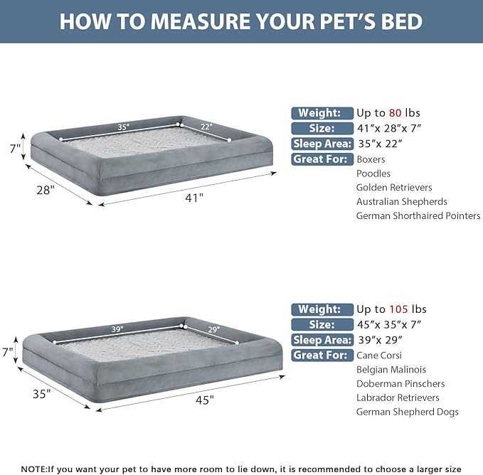 WNPETHOME XL Extra Large Dog Bed, Washable Dog Couch with Removable Waterproof Cover, Orthopedic Large Pet Sofa Bed with Bolster Sides for Sleeping