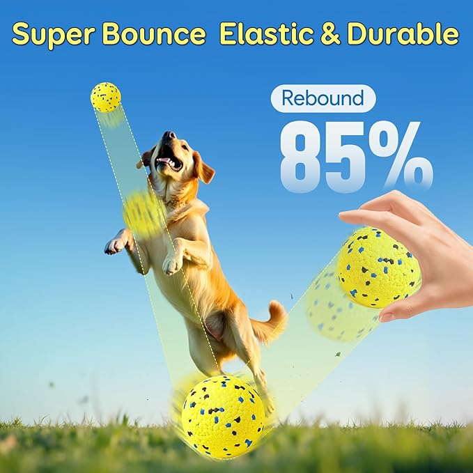 Dog Balls Tennis Ball Toys Dog Toys for Aggressive Chewers Durable Teething Chew Toys Water Toy Fetch Ball for Large Medium Small Dog and Puppies (4 Balls)