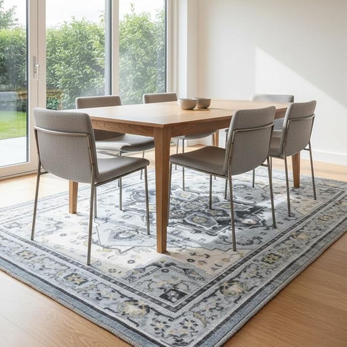 Muddy Mat짰 Azure 2ft x 7ft Washable Area Rugs for Living Room, Bedroom & Dining Room ??Modern Soft Low Pile Non Slip Carpet ??Pet Friendly Waterproof Foldable Rugs for Home