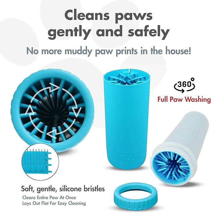 Dexas MudBuster Portable Dog Paw Cleaner, Large, Blue (PW720312)