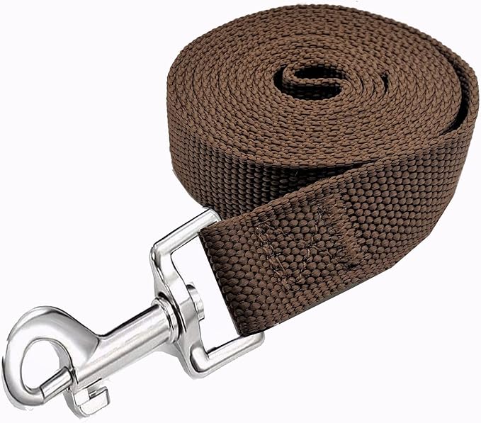 Strong Nylon Dog Leash, 4FT/ 5 FT/ 6FT Dog Leashes for Medium Large Dogs (6FT, Brown)