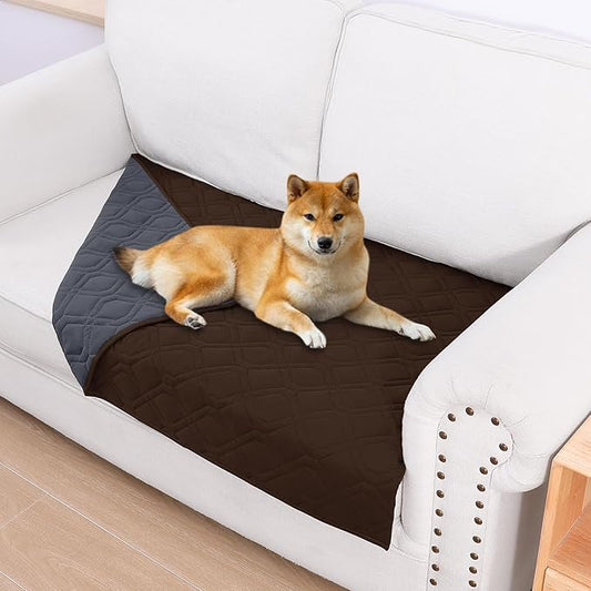 Smiry Reversible Waterproof Couch Covers for Sofa, Washable Dogs Couch Covers for 3 Cushion Sofa Pet Friendly, Water Resistant Furniture Protector Slipcover, Geometric (30"x53", Chocolate/Dark Grey)