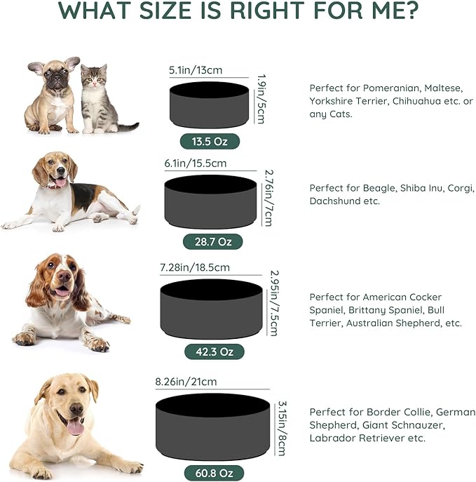SPUNKYJUNKY 28.7OZ Ceramic Dog and Cat Bowl, Modern Cute Weighted Food Water Bowl for Replacement Black (2 Pack)