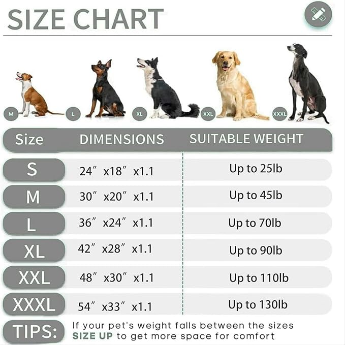 KHONSU PET Dog Bed Mat for Crate 1.1in Slim Cooling Pad Reversible Flannel & Waterproof Canva for Dogs up to 25 lbs