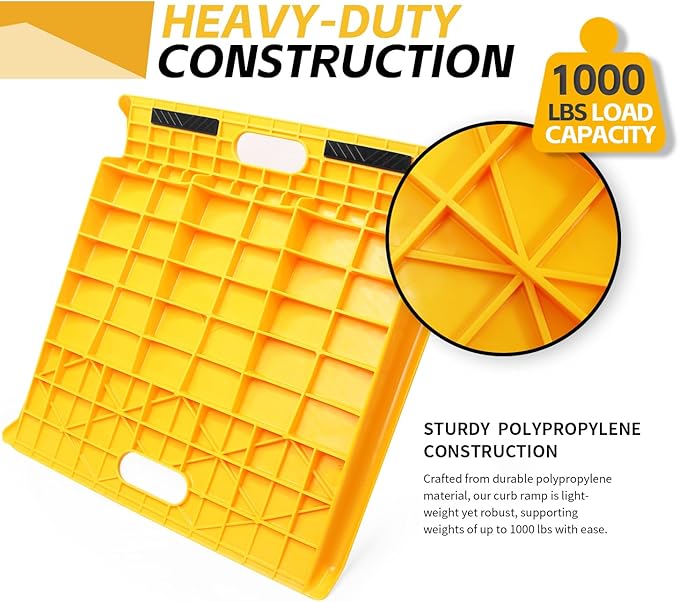MaxxHaul Portable Curb Ramp 1000 lbs Capacity Heavy Duty Polypropylene Loading Ramp for Furniture Dolly Hand Truck and Moving Cart Non‑Slip Threshold Ramp for Driveway and Steps (50962)