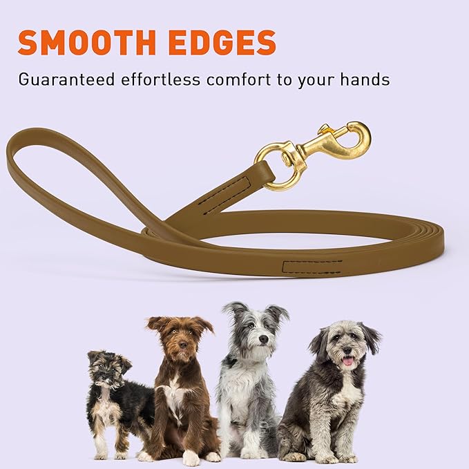 Viper Biothane K9 Working Dog Leash Waterproof Lead for Tracking Training Schutzhund Odor-Proof Long Line with Solid Brass Snap for Puppy Medium and Large Dogs, 20ft Coyote Brown