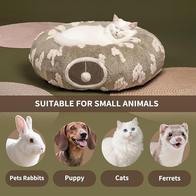 Pesen Cat Tunnel Bed with Soft Cushion, Cat Toys for Indoor Cats Enhance Bonding Between Pets and Owners, Encourage Exploration, and Satisfy Natural Instincts for Kittens, Dogs, and Rabbits