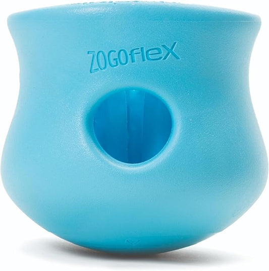 WEST PAW Zogoflex Toppl Interactive Treat Dispensing Puzzle Dog Toy for Mental Stimulation & Enrichment-Holds Kibble & Treats-Lickable, Freezable & Dishwasher Safe-Made in USA-Small-Aqua Blue