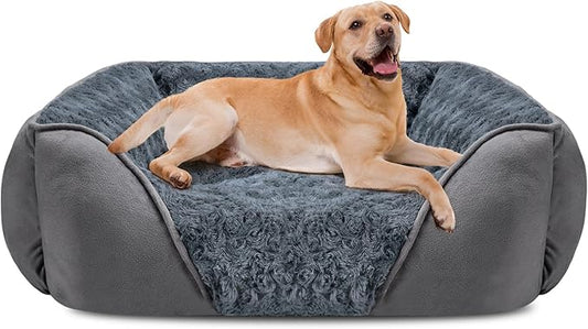 INVENHO XX-Large Dog Bed for Large Medium Small Dogs, Rectangle Washable Dog Bed, Orthopedic Dog Bed, Soft Calming Sleeping Puppy Bed Durable Pet Cuddler with Anti-Slip Bottom XXL(42"x30"x10")