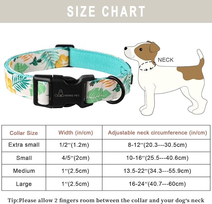 ARING PET Summer Dog Collar-Lightweight Dog Collar for Small Dogs, Adjustable Comfortable Cotton Dog Collars for Small Medium Large Dogs, Small