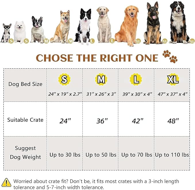 Dog Beds for Medium Dogs -Dog Crate Pad with Removable Washable Cover, Non-Slip Bottom, Pet Mat Comfort Cushion for Joint Relief, Deep Sleep & Home Decor