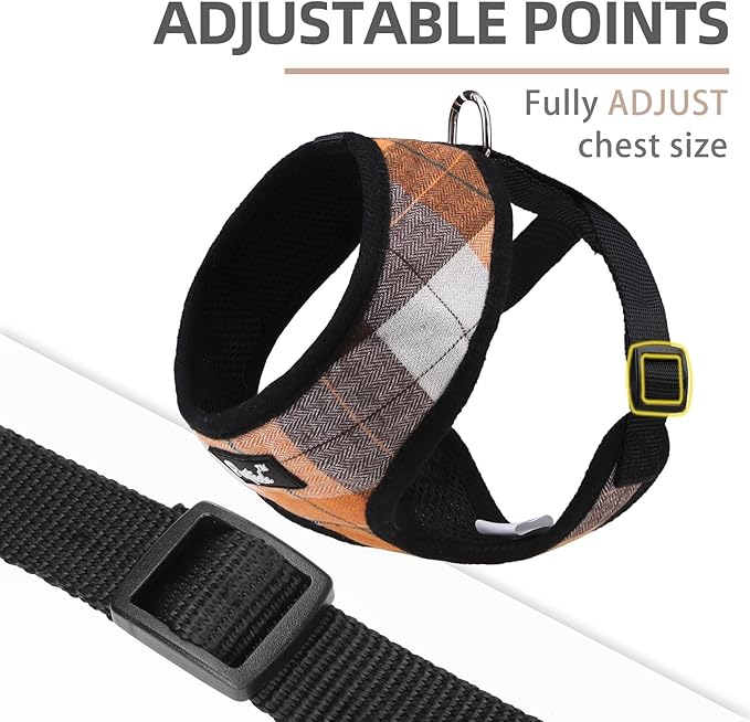 PUPTECK Soft Mesh Dog Harness and Leash Set Pet Puppy Cat Comfort Padded Vest No Pull Harnesses, Orange, L